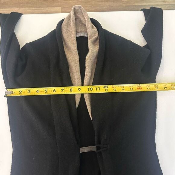 360Cashmere Black Tan Open Front Cardigan Sweater 100% Cashmere XS Quiet Luxury - Picture 9 of 11
